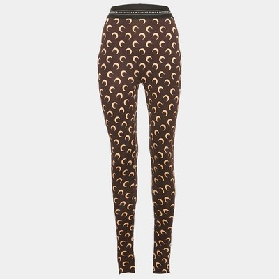 Marine Serre Brown Moon Print Jersey Steigbügel Leggings S