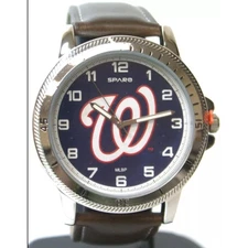 Washington Nationals Watch Classic Sports Men's Brown Leather Sparo MLB Merch