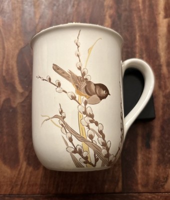 Vintage Otagiri Japan Wren Bird on Pussy Willow Branch Gibson Coffee Mug 4 