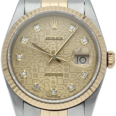 ROLEX Datejust Herrenuhr 10P Diamond Computer Dial 16233G(P) K18YG/Stainle...