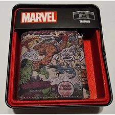 Marvel Comics Hulk Thing Superhero Trifold Wallet With Tin Storage Box