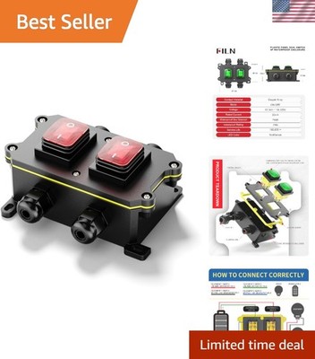 FILN Double Light Switch Box,  Waterproof Outdoor 12V 30A Toggle Switch w...