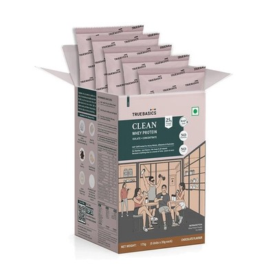 TrueBasics Clean Whey Protein Powder Chocolate 35gx5 Protein per Sachets