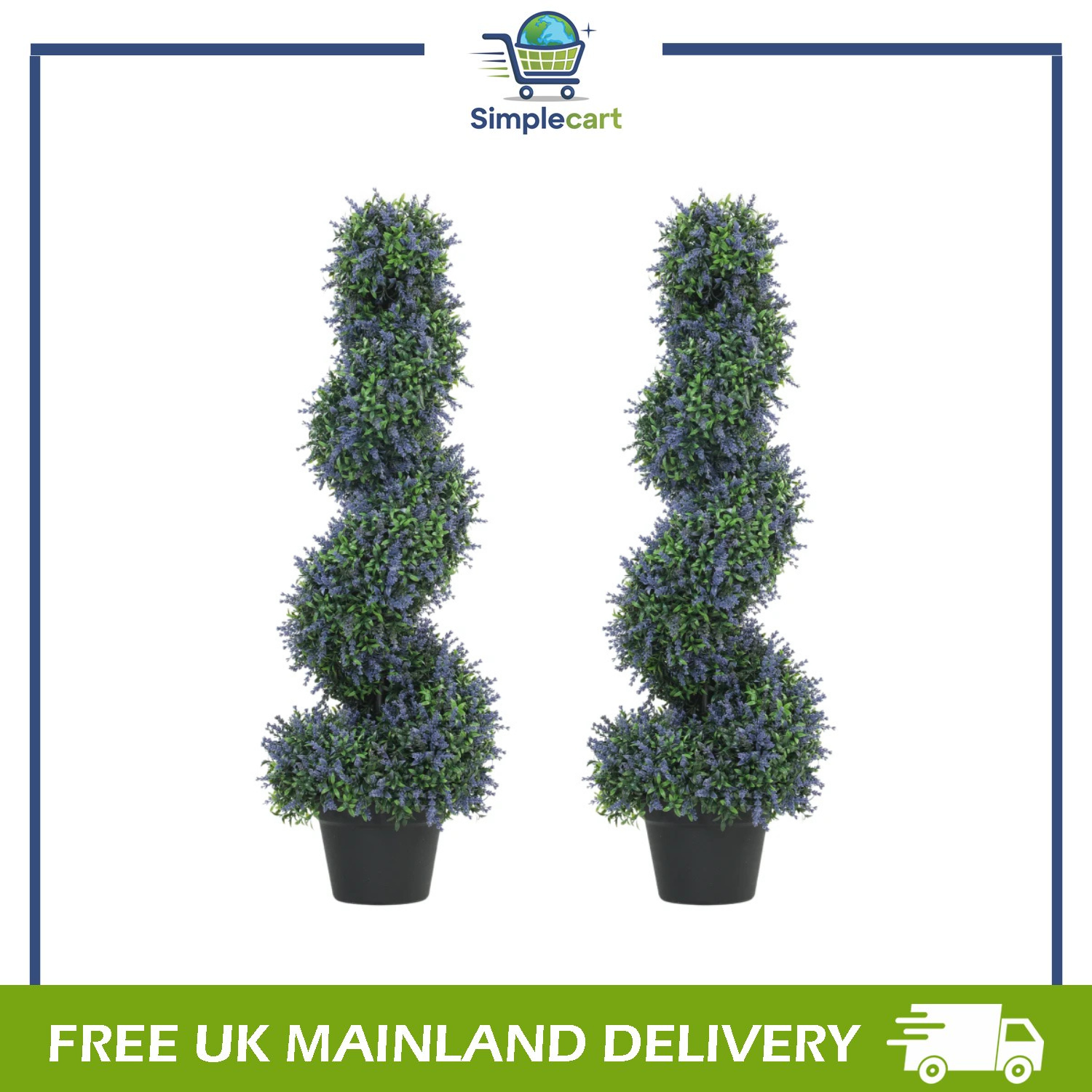 Homcom Purple Artificial Lavender Topiary Tree Set Of 2, Uv Resistant Fake Plants In Pot For Indoor Outdoor Decor, 90 Cm, - Image 2