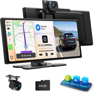 10,25'' Tragbarer Autoradio GPS Wireless Apple CarPlay & Android Auto Mirror Link