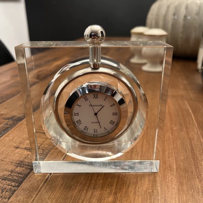 Shannon Crystal By Godinger Ambassador Crystal Clock Rotating Center Block