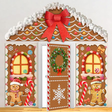 3 Pcs Christmas Gingerbread House Decorations Gingerbread Door Covers Backdrop C