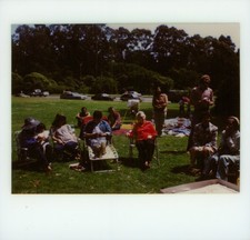 Vtg Polaroid Snapshot Photo Family Picnic Park Lawn Chairs 1970s