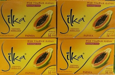 Silka Papaya Whitening Herbal Soap 135g (Lot Of 4)