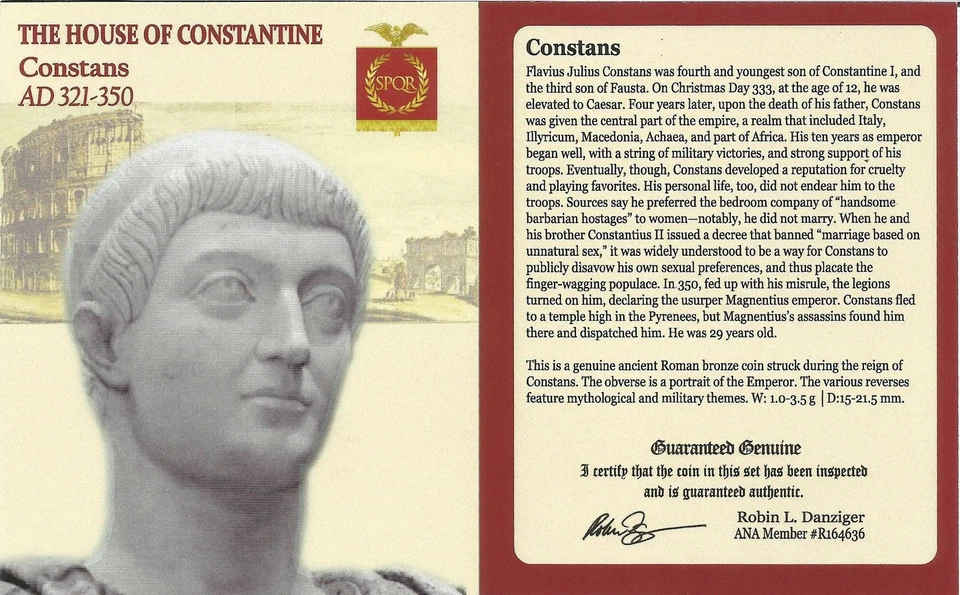 Rare Constans Roman AE3;4 Coin (AD 221-350) - NGC Certified - F Grade - Image 3 of 3