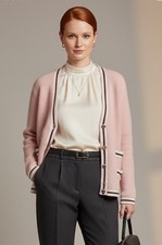 Talbots L Pink cardigan cotton sweater academia preppy Barbiecore Quiet Luxury