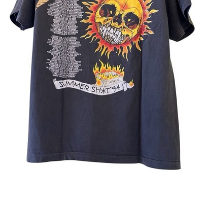 Vintage 90s Metallica Flaming Skull Summer Sh-t 94 Shirt Large