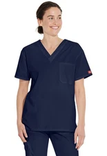 Dickies Scrubs 83706 V Neck Unisex Scrub Top Dickies EDS Navy