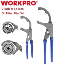 WORKPRO 2-piece 9" & 12" Adjustable Oil Filter Wrench Set Removal Pliers Tools