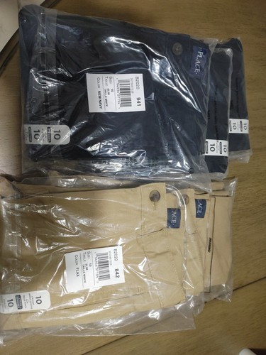Boys Size 10 slim uniform pants . (Brand New) 6 Khaki(3) Flax(3) Blue