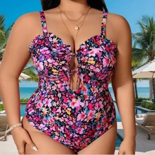 Printed One Piece Swimsuit Women Plus Size Tummy Control Bathing Suit Beachwear