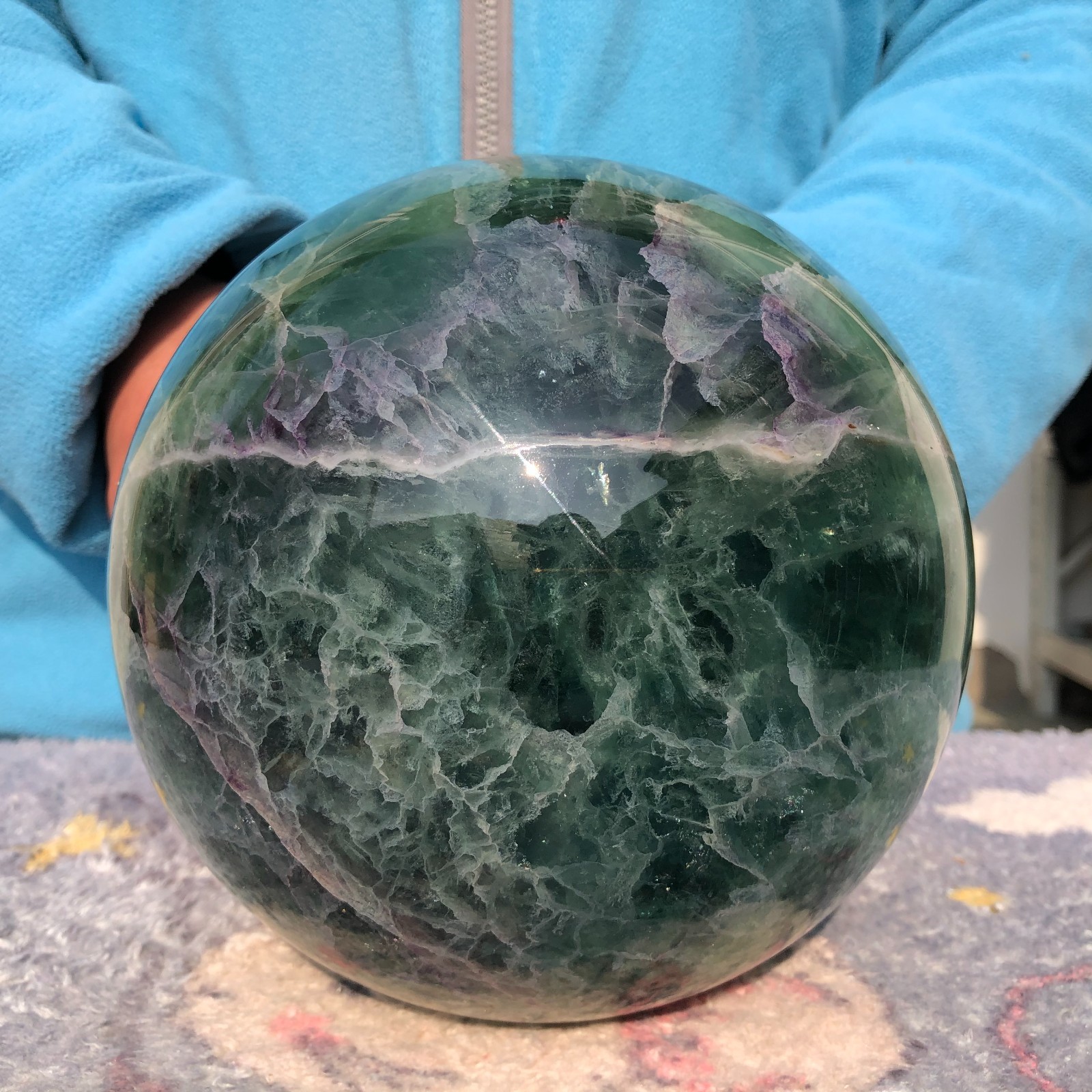 15LB Natural green fluorite Quartz sphere Crystal ball Mineral specimen Healing