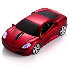 Sports Car Computer Mouse LED Headlights 1600 DPI 2.4 GHz Wireless Red Gamer