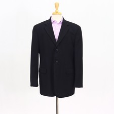 Stafford 42R Black Sport Coat Blazer Jacket Solid 3-Button Wool