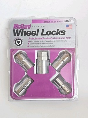 McGard Wheel Locks M14 x 1.5 Cone Seat Chrome   NEW Set of 4 w/ Key   Anti-Theft