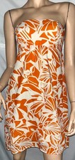 American Eagle Outfitters Strapless Orange Hawaiian Print Sundress Sz 4 Lined