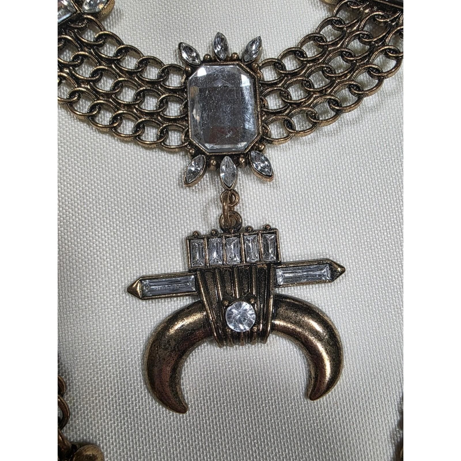 Celestial Moon Layered Statement Necklace Metal R… - image 5