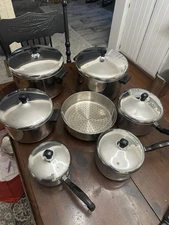 Vtg.Farberware Aluminum Clad Stainless Steel Set of 12 Great Cond. See Photos