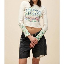DAYDREAMER elton john floral pointelle tee beige Long Sleeve Size XS