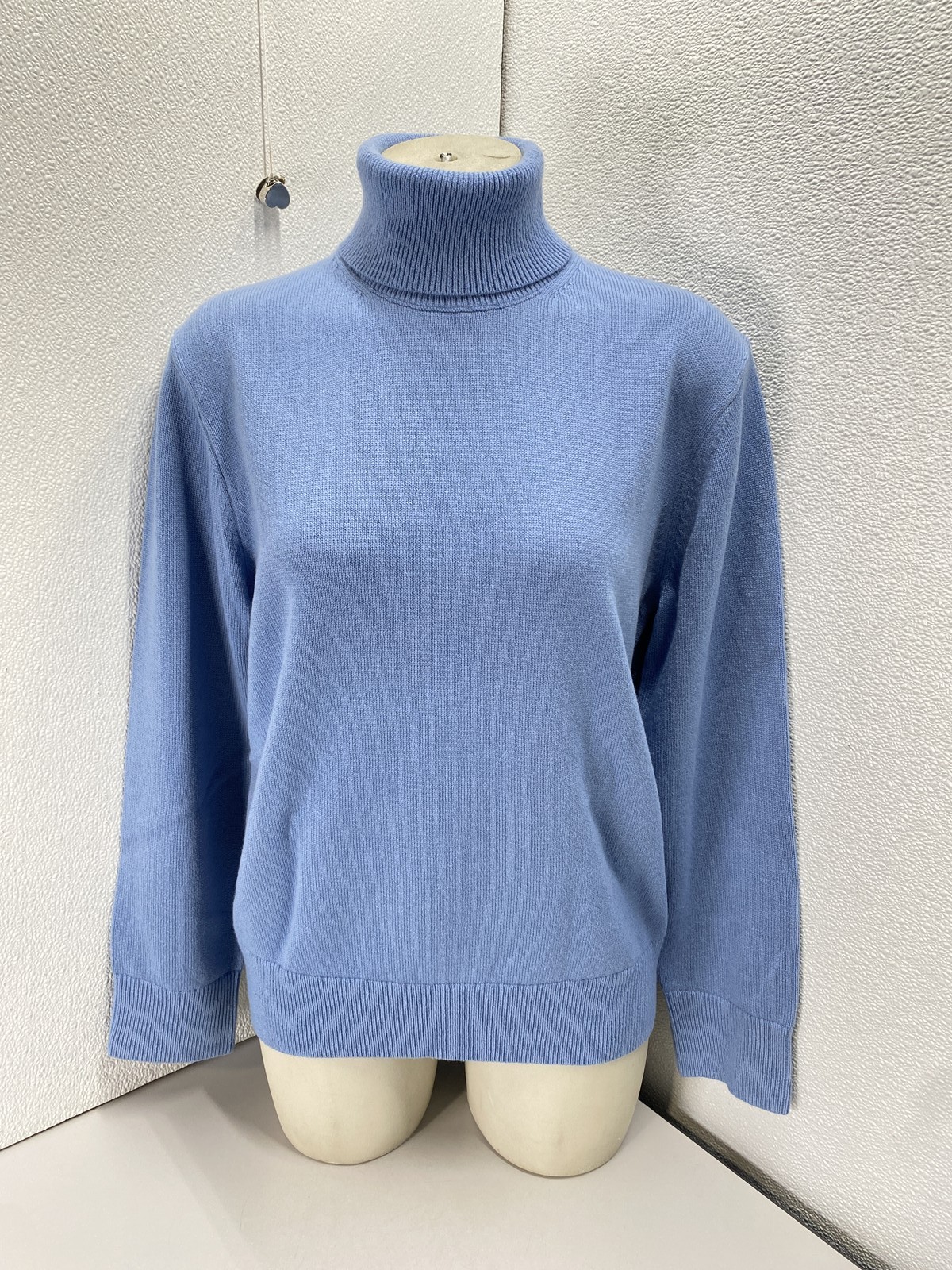 Michael Kors Womens Soft Cashmere Turtleneck Sweater Size L Lake Blue