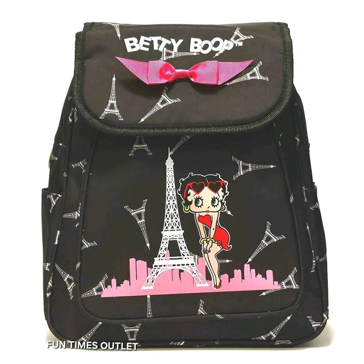 Betty Boop Multicolor Lips Print Backpack Pink Bow NWT Pink Bow Confetti Backpack – Packed Party main image 3