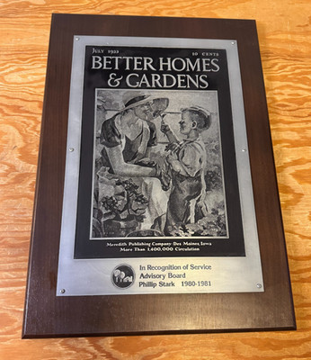 VTG BETTER HOMES & GARDENS July 1933 Recognition of Service Award Plaque 1980