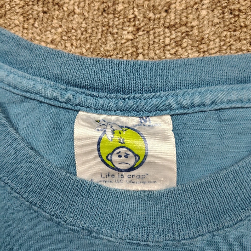 Camiseta LIFE IS CRAP Para Hombre Azul Mediana Hecha en China Gráfico Algodón Manga Corta Foto 3 de 4