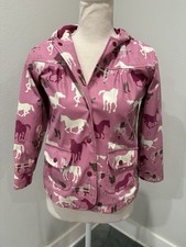 Hatley Girls' Soft/Lined Snap Hooded Raincoat Size 7.