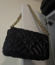 Gesteppte Leder Schultertasche Damen schwarz ...
