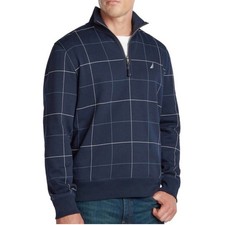 Nautica Navy Quarter Zip Fleece Lined Sweatshirt Size Medium