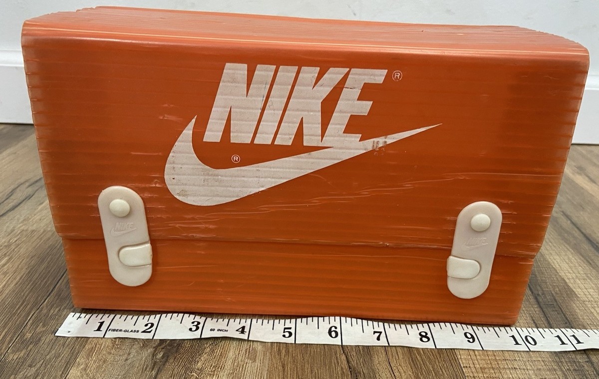 Vintage 1970s Nike Roadrunner V Orange Plastic Corrugated Shoe Box