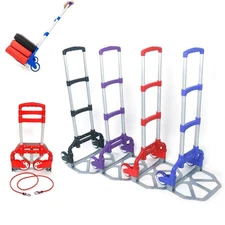 170lbs Luggage Cart Folding Push Truck Hand Aluminium Trolley w/ Bungee Cord