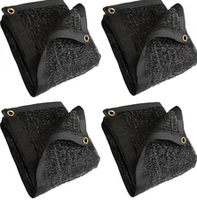 4 Used 10x20ft Heavy Duty 90% Black Shade Cloth UV Sunblock Mesh Tarp Grommets