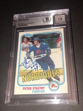 Beckett 10 Gem Mint Autograph Peter Stastny HOF 98 Signed 1981 Topps Rookie 895