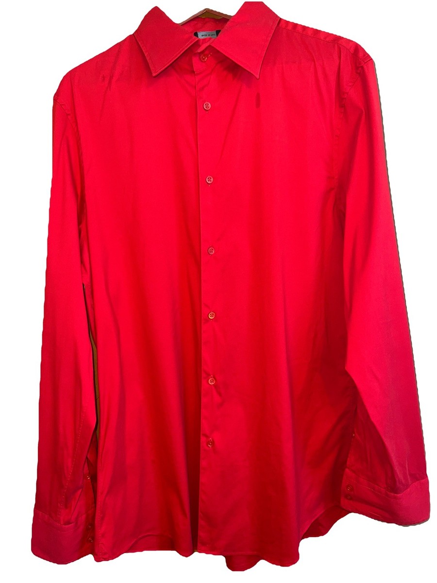 JIL SANDER Size 43 Red Cotton Blend Button Down Long Sleeve Shirt