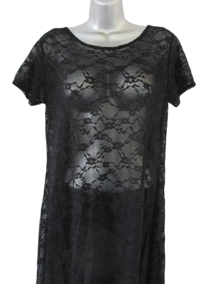 Vestido sin Mangas Negro de Encaje para Mujer L VER A TRAVÉS Maxi Transparente Capricho Brujo Largo Foto 3 de 4