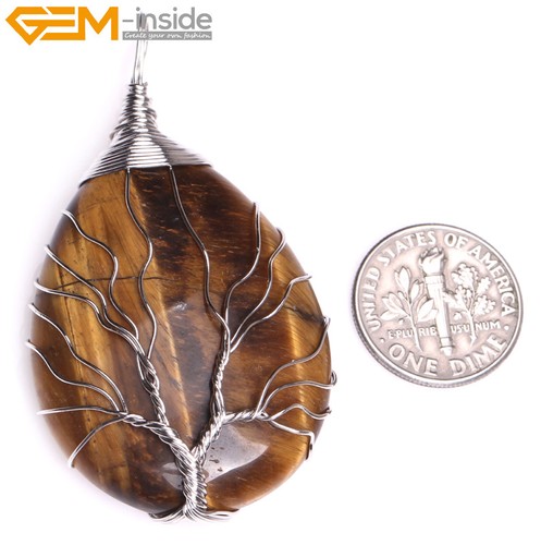 Rose Quartz Amethyst TearDrop Beaded Necklace Tree Of Life Healing Pendant - Picture 22 of 36