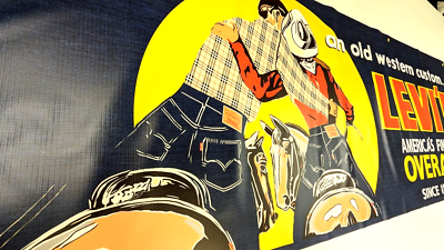 LEVI'S 50's Vintage Style Kissing Cowboys Banner Blue Jeans LEVIS