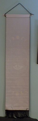 2 Spooky Art Print Wall Hanging Scroll Skull & Eye Moon Phase Boho Tapestry Lot - Picture 3 of 5