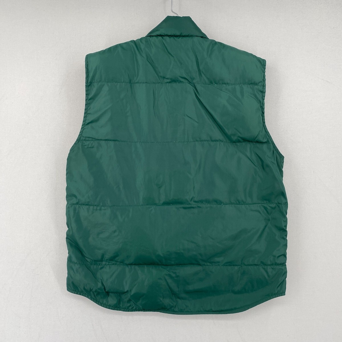 Vintage Lands End Nylon Down Puffer Vest Adult Medium Unisex Green 