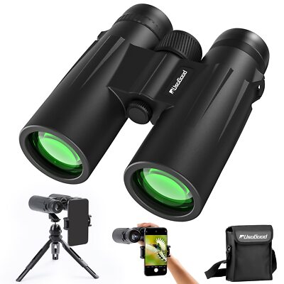 12x42 Fernglas für Erwachsene HD Wasserdicht FMC-Objektiv mit Smartphone-Adapter