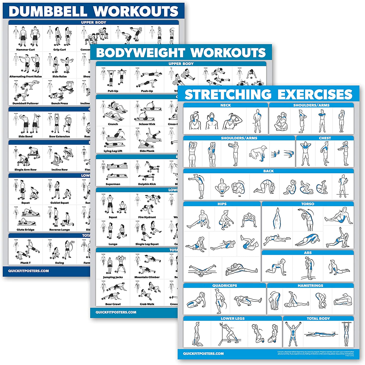 Resistance Band Exercise Chart Resistance Band Workout Posters (4