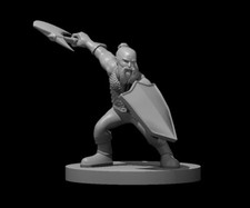 Dwarf Male Fighter Warrior Axe  Shield 28mm Scale DND D D Tabletop Miniature
