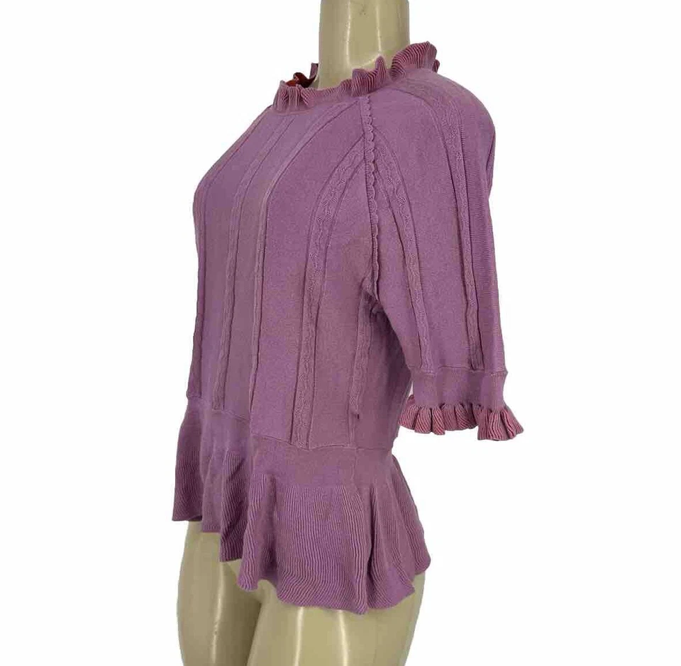 NOA NOA On this Note Top Mujer Pequeño Tejido Peplum Manga Corta Sentimental KL3 Foto 2 de 4