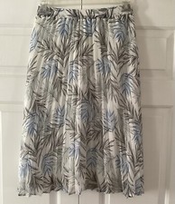 Ladies A NEW DAY Pull-on Pleated Skirt, Size M, Cream/Blue/Black, Lined